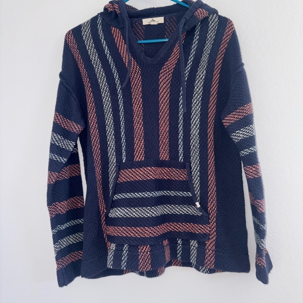 Rip Curl Revival Striped Knit Poncho Navy - Picture 7 of 13